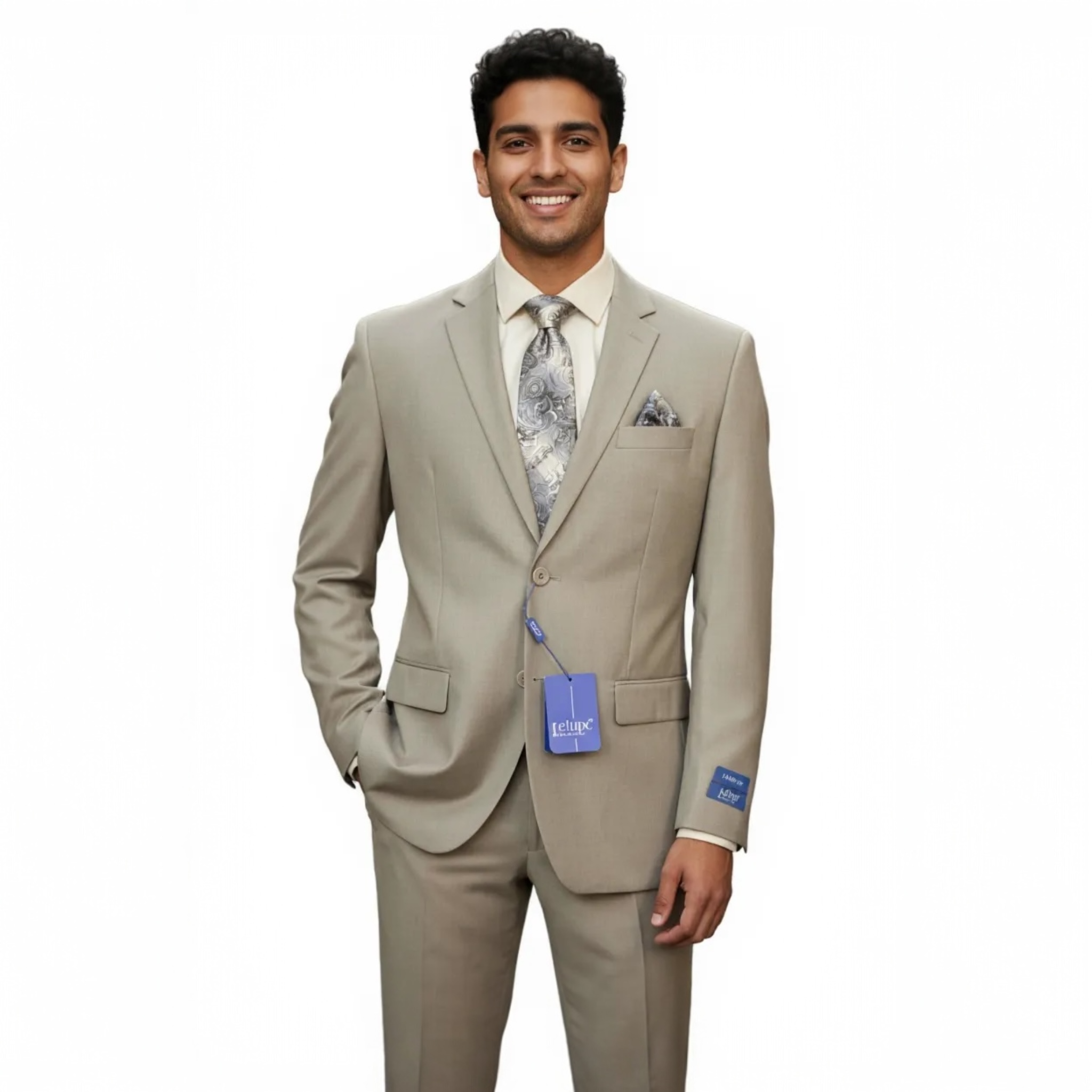 Slim Fit Beige Men Suit by Felipe