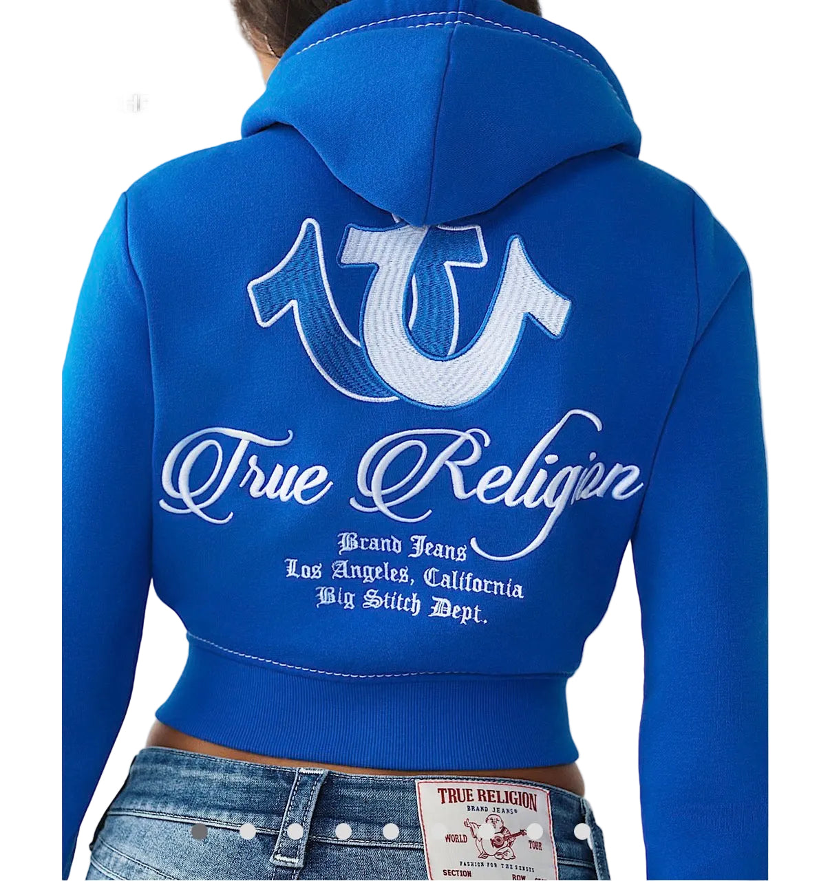 True Religion Embroidered Big T Shrunken Zip Hoodie