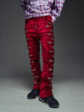 GUAPI Red Velvet Stacked Pants