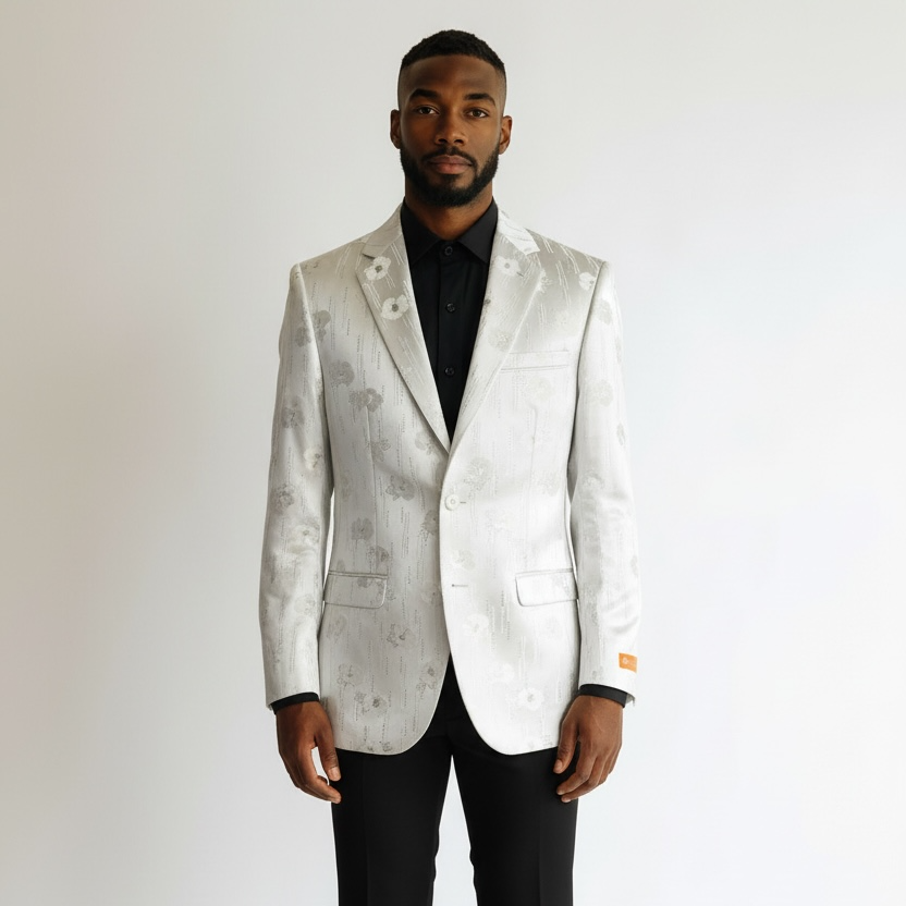 White & Silver blazer for men