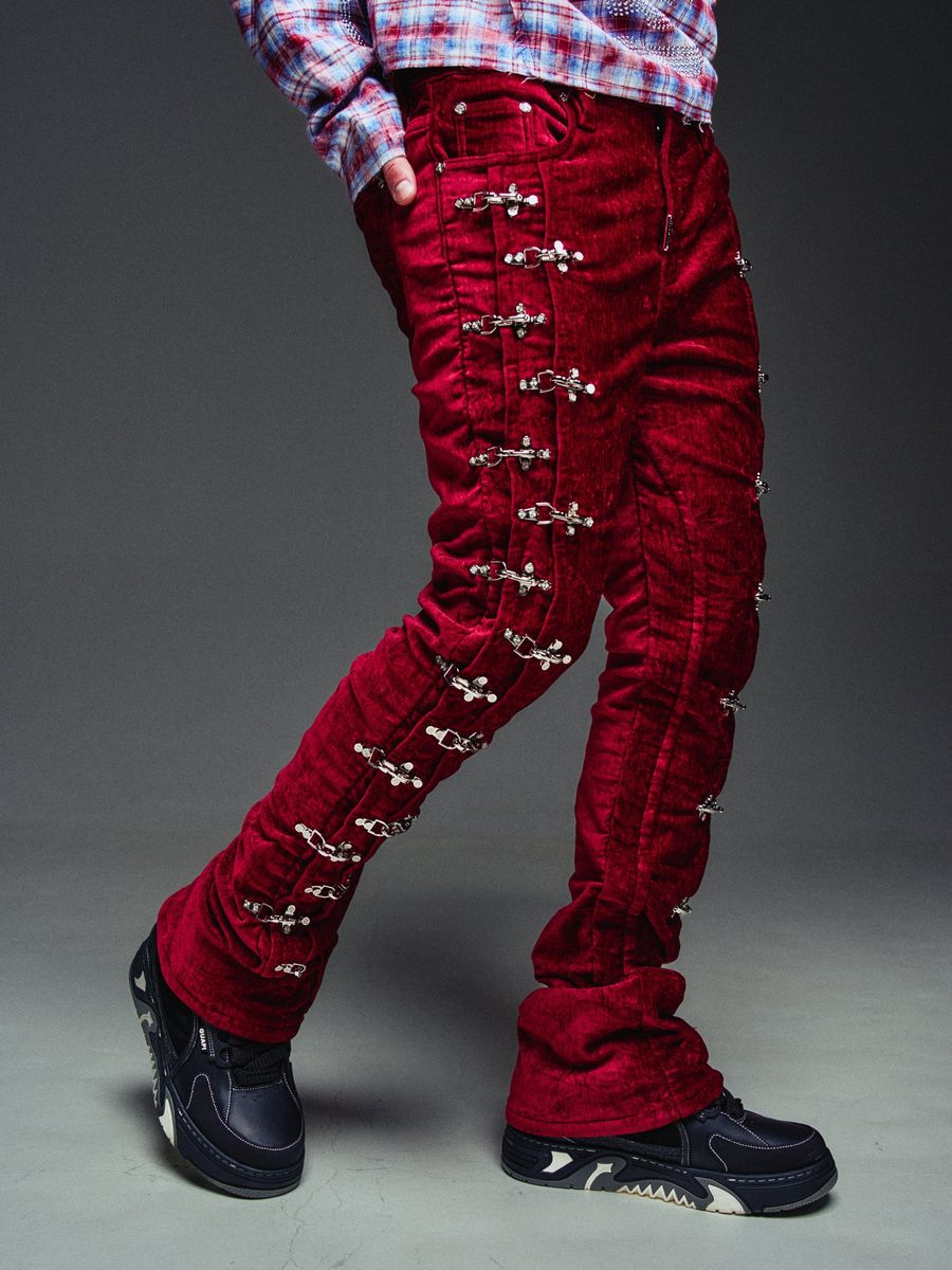 GUAPI Red Velvet Stacked Pants