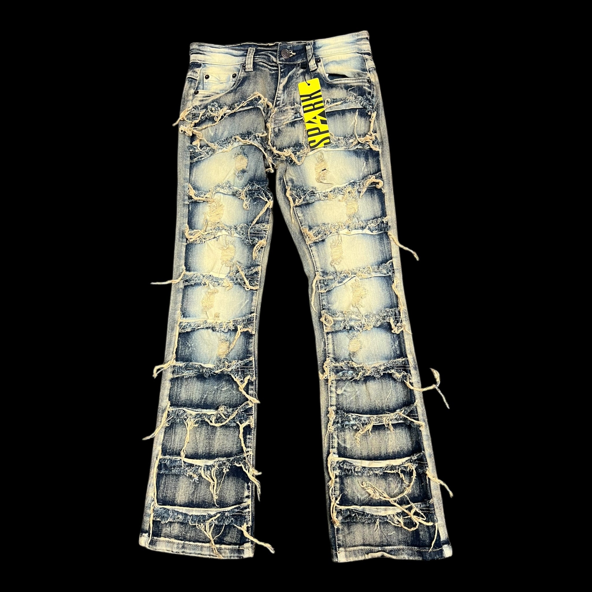Boys SPARK JEANS in Med Blue with yellow Fade