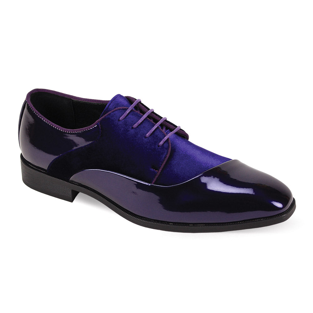 purple and black dress shoes After Midnight Patent/Velvet Lace Up (7023) Purple / 9