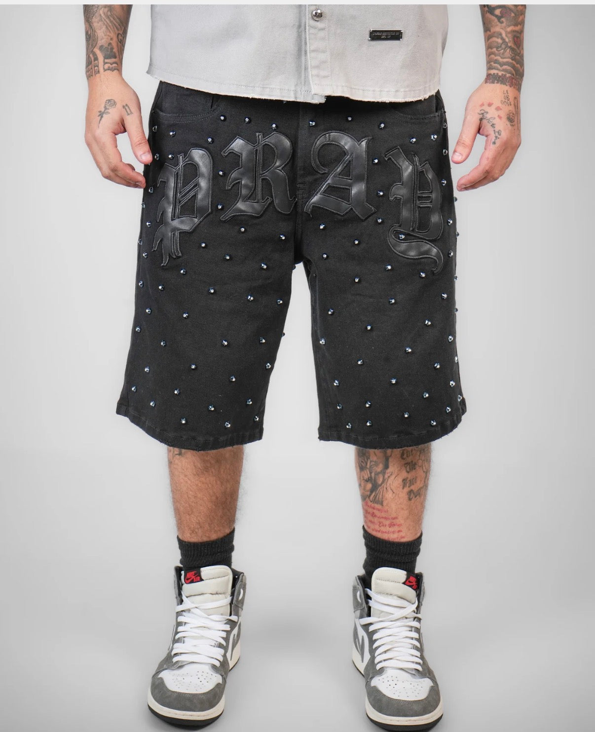 Preme Old Type Pray embellished shorts