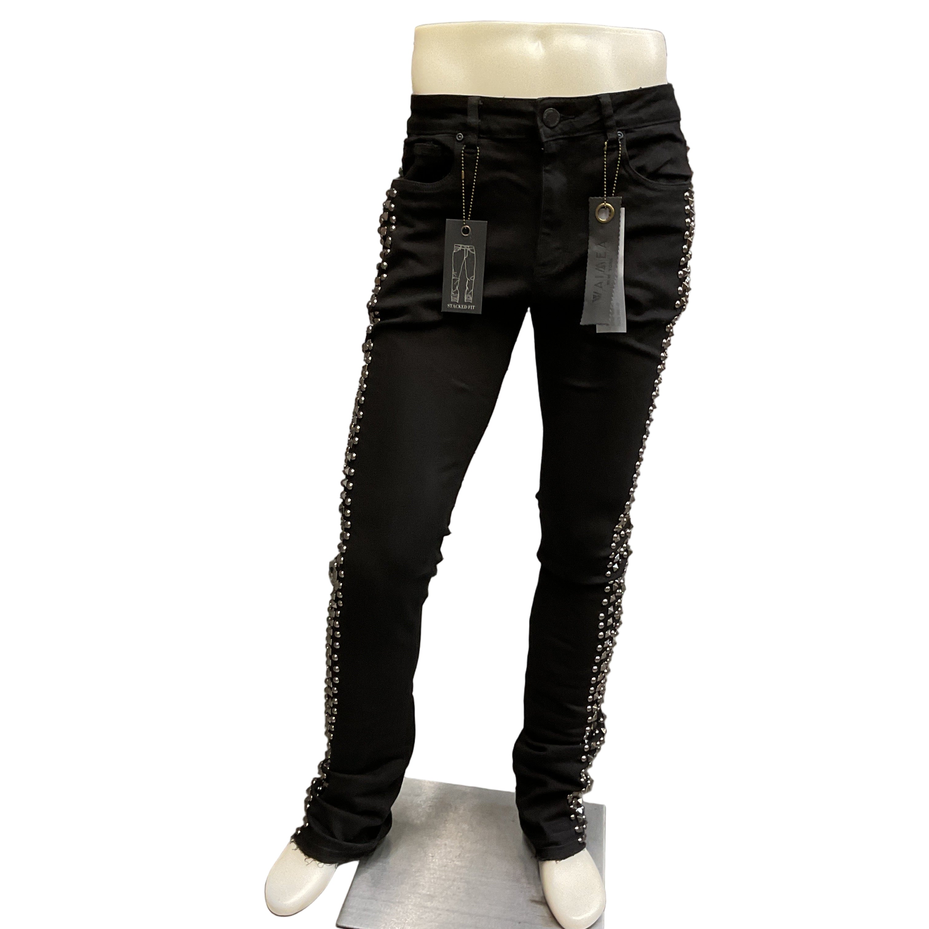 Waimea Black Studded Stacked Pants
