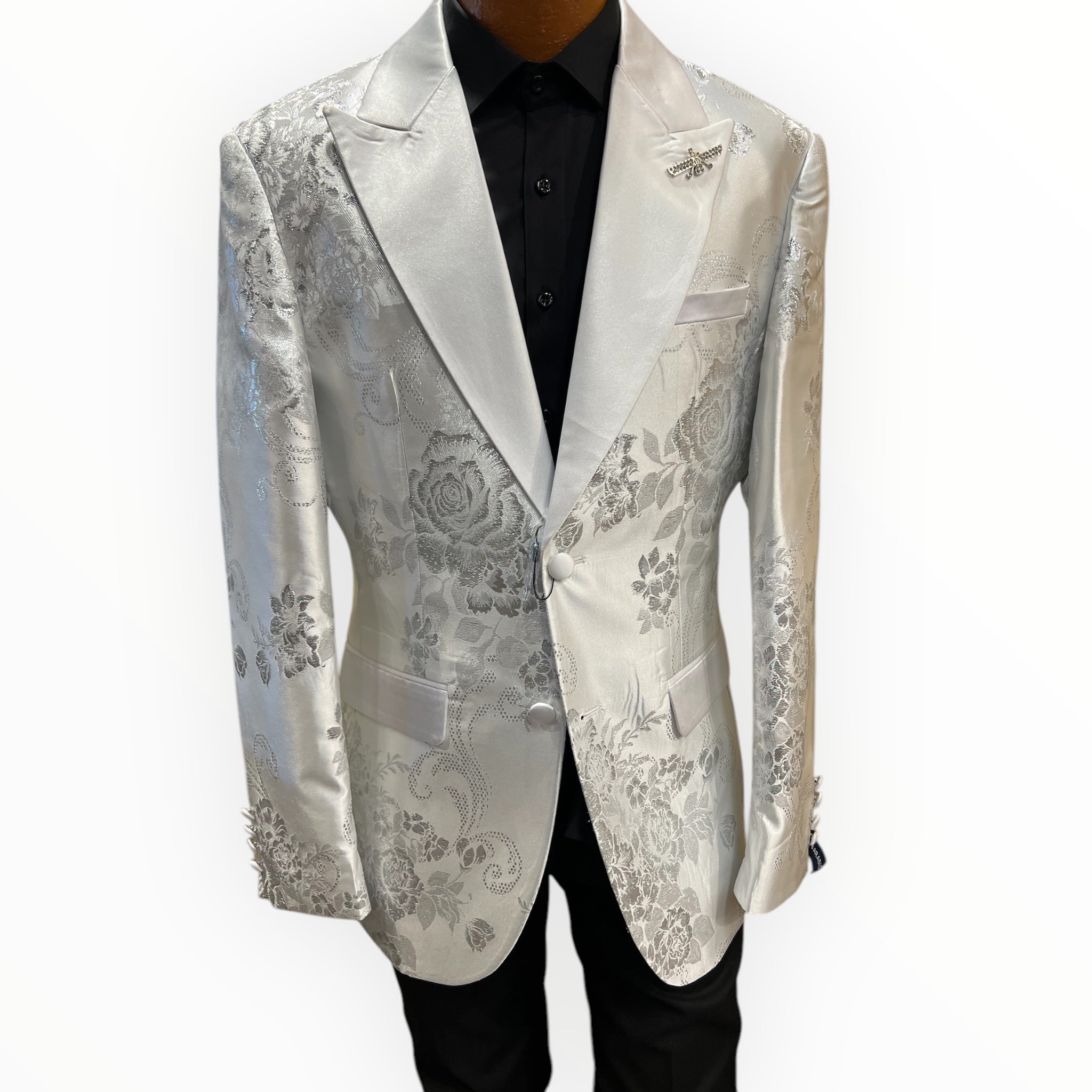 White and silver Blazer from Barabas
