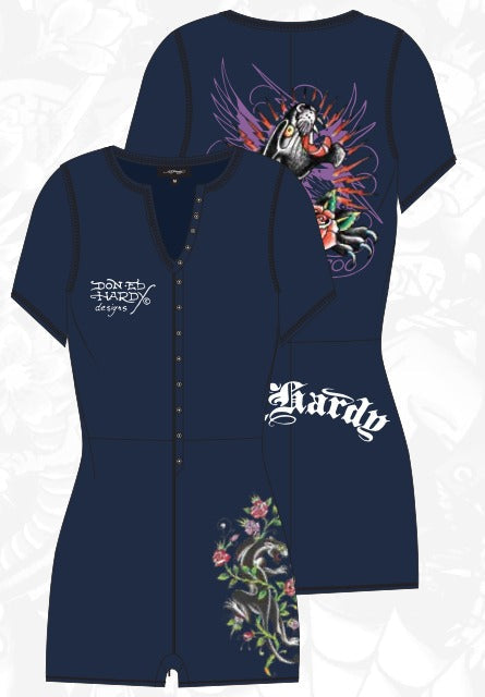 PANTHER ROSE SHORT SLEEVE ONESIE BY ED HARDY