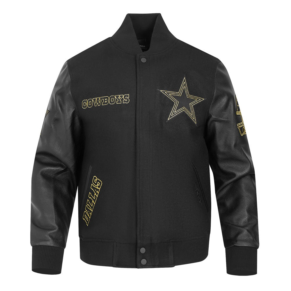 NFL DALLAS COWBOYS BLACK & GOLD M WOOL VARSITY JACKET (FDC6410735)