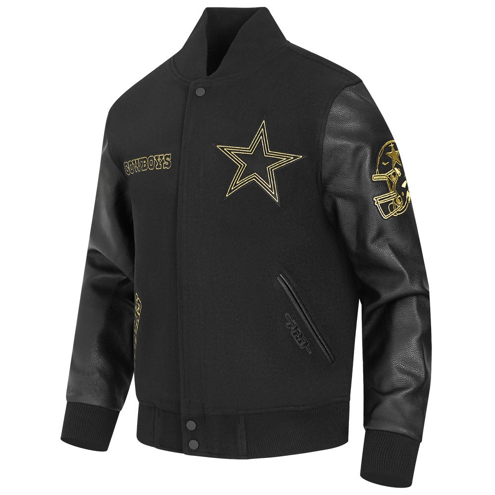 NFL DALLAS COWBOYS BLACK & GOLD M WOOL VARSITY JACKET (FDC6410735)
