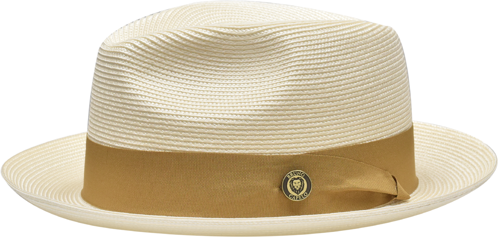 Francesco Collection Natural Straw Fedora Hat Snap Brim by Bruno Capelo