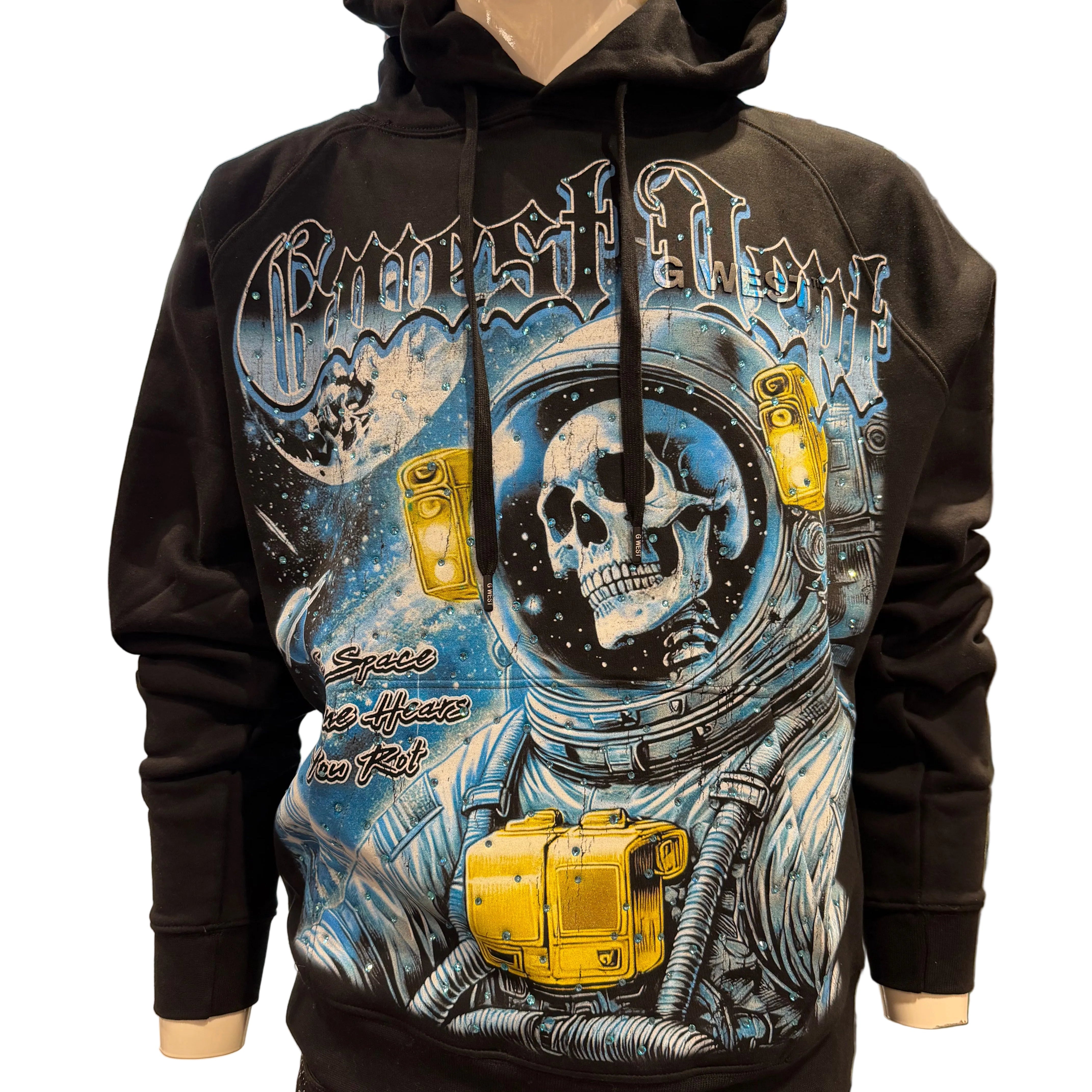 G WEST RHINESTONE ASTRO GHOST HOODIE (GWRHLHD9446)