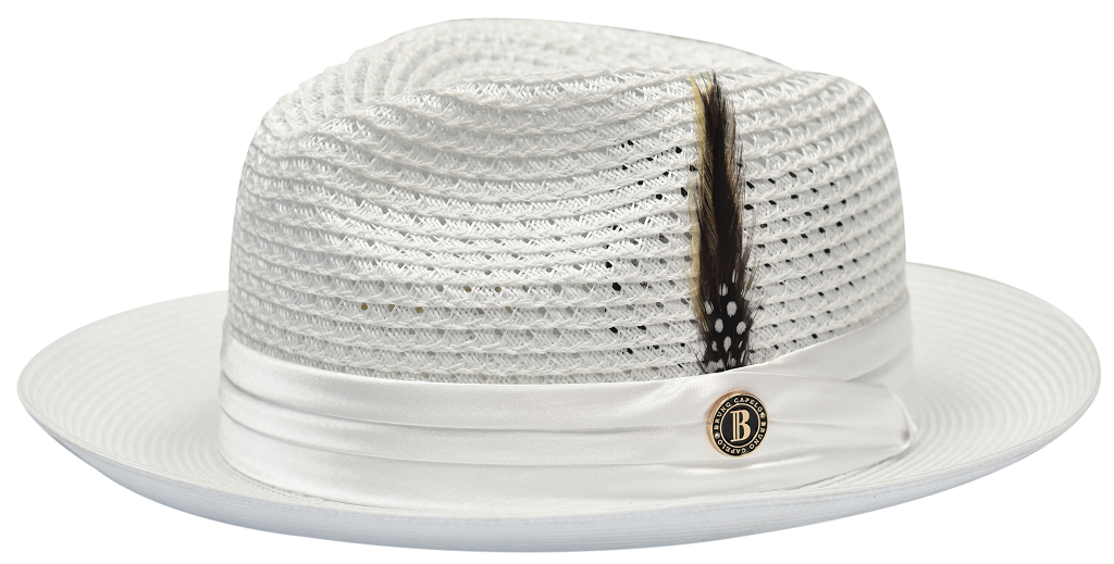 Julian Collection Natural Straw Fedora Hat Snap Brim by Bruno Capelo