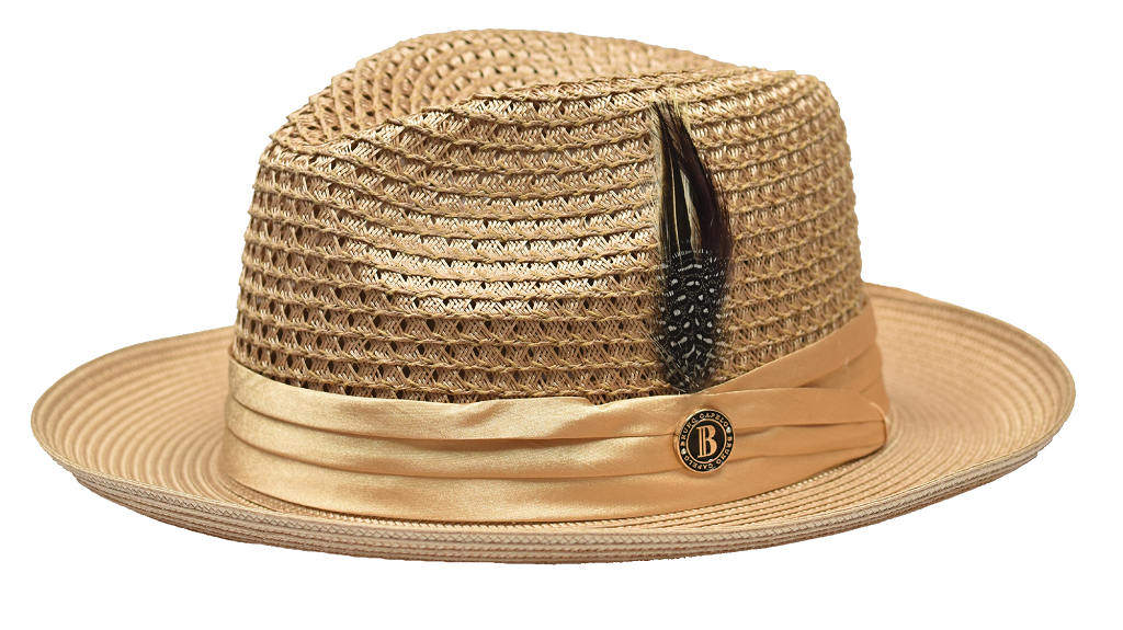 Julian Collection Natural Straw Fedora Hat Snap Brim by Bruno Capelo