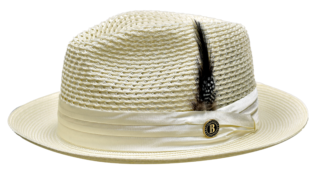 Julian Collection Natural Straw Fedora Hat Snap Brim by Bruno Capelo