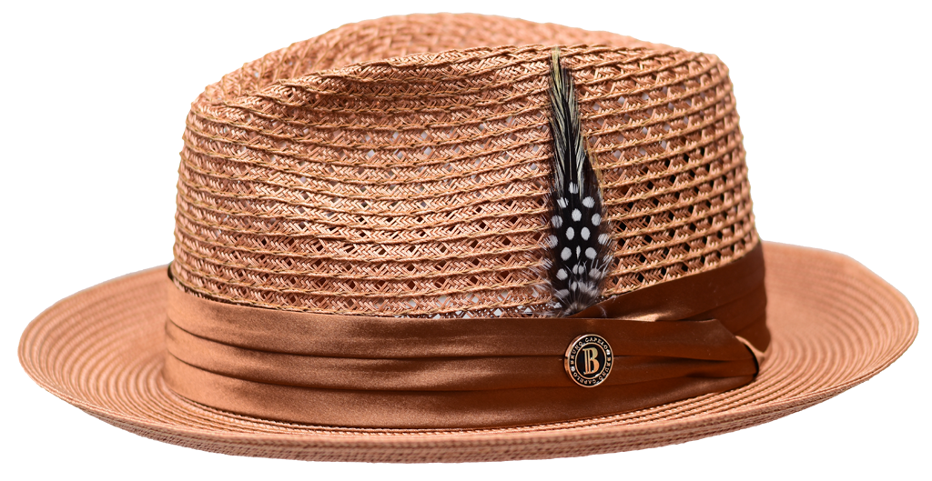 Julian Collection Natural Straw Fedora Hat Snap Brim by Bruno Capelo