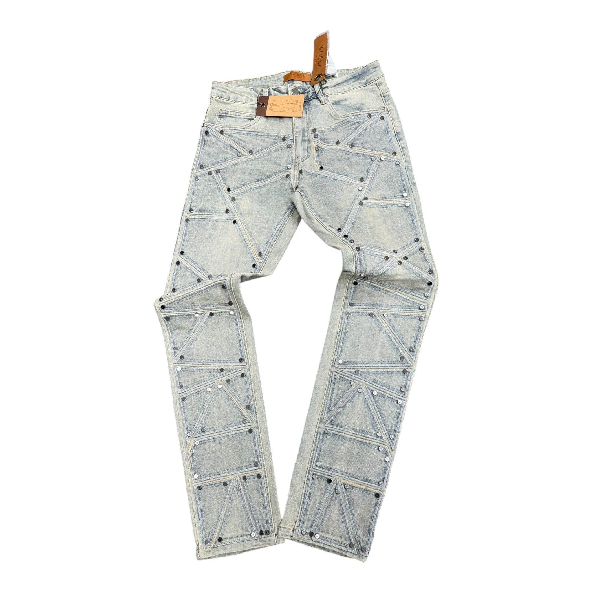 Waimea Light Wash Stud and Embroidered patch panels