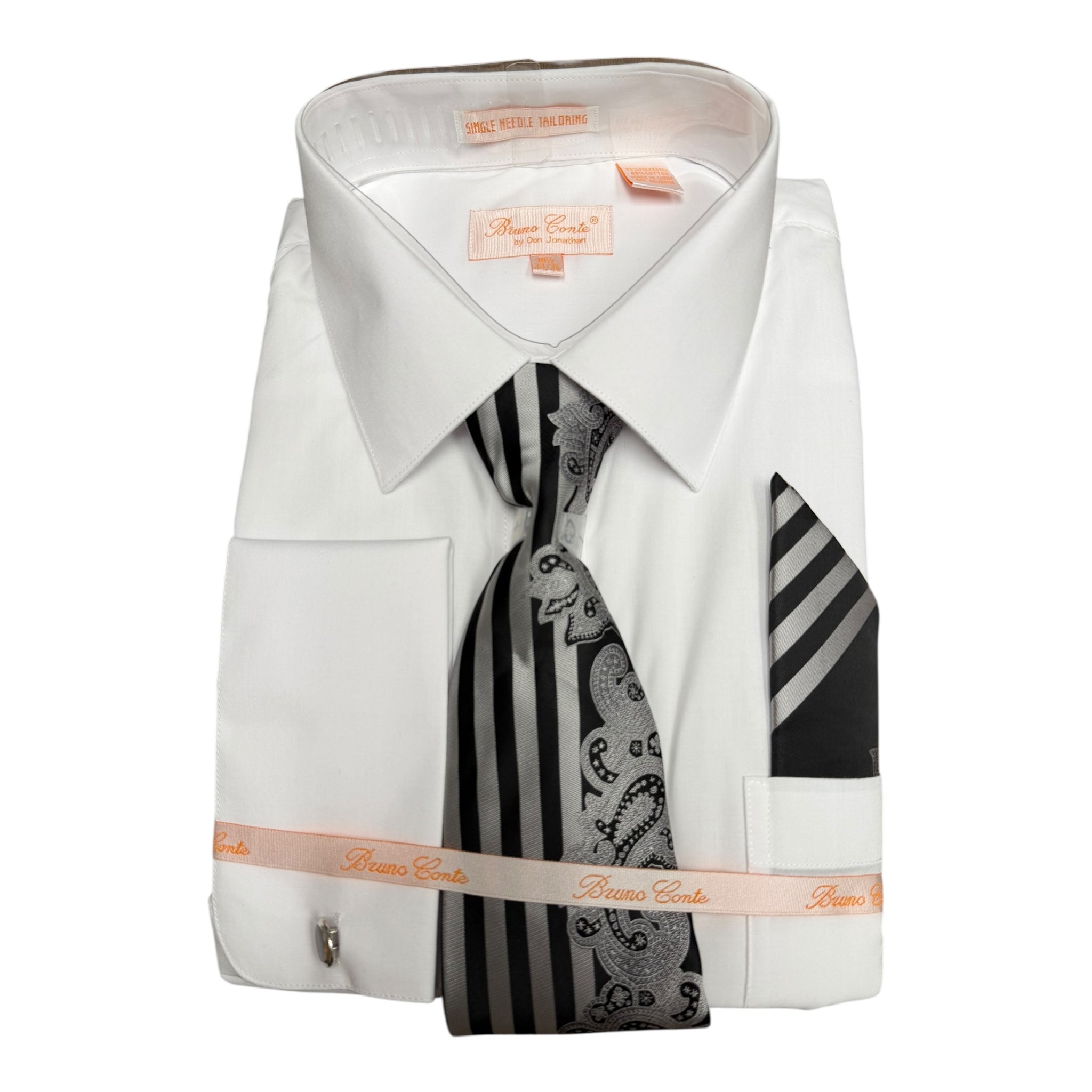 Bruno Conte Dress Shirt for Men with split design tie