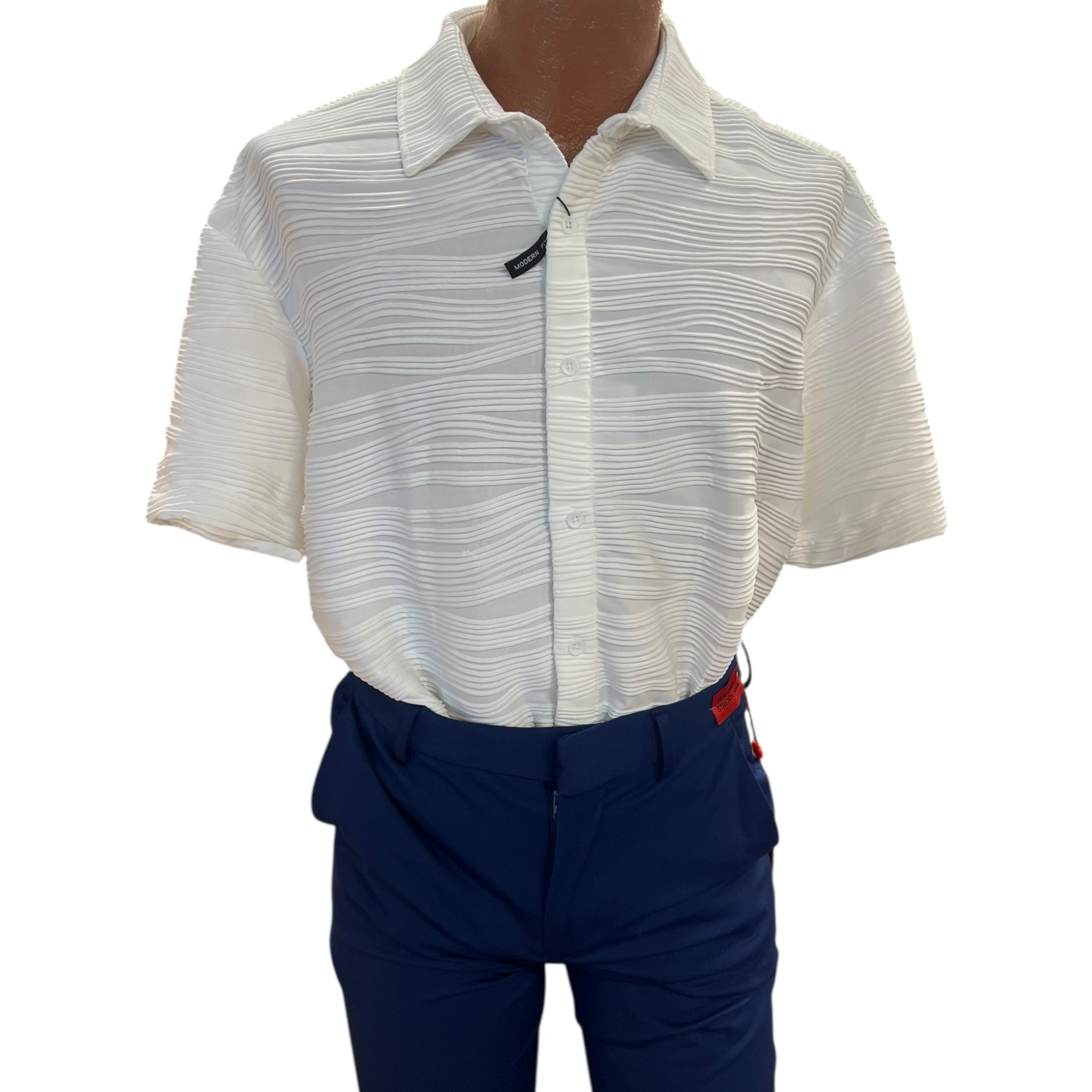 White Button Up Short Sleeve Shirt By BESPOKE
