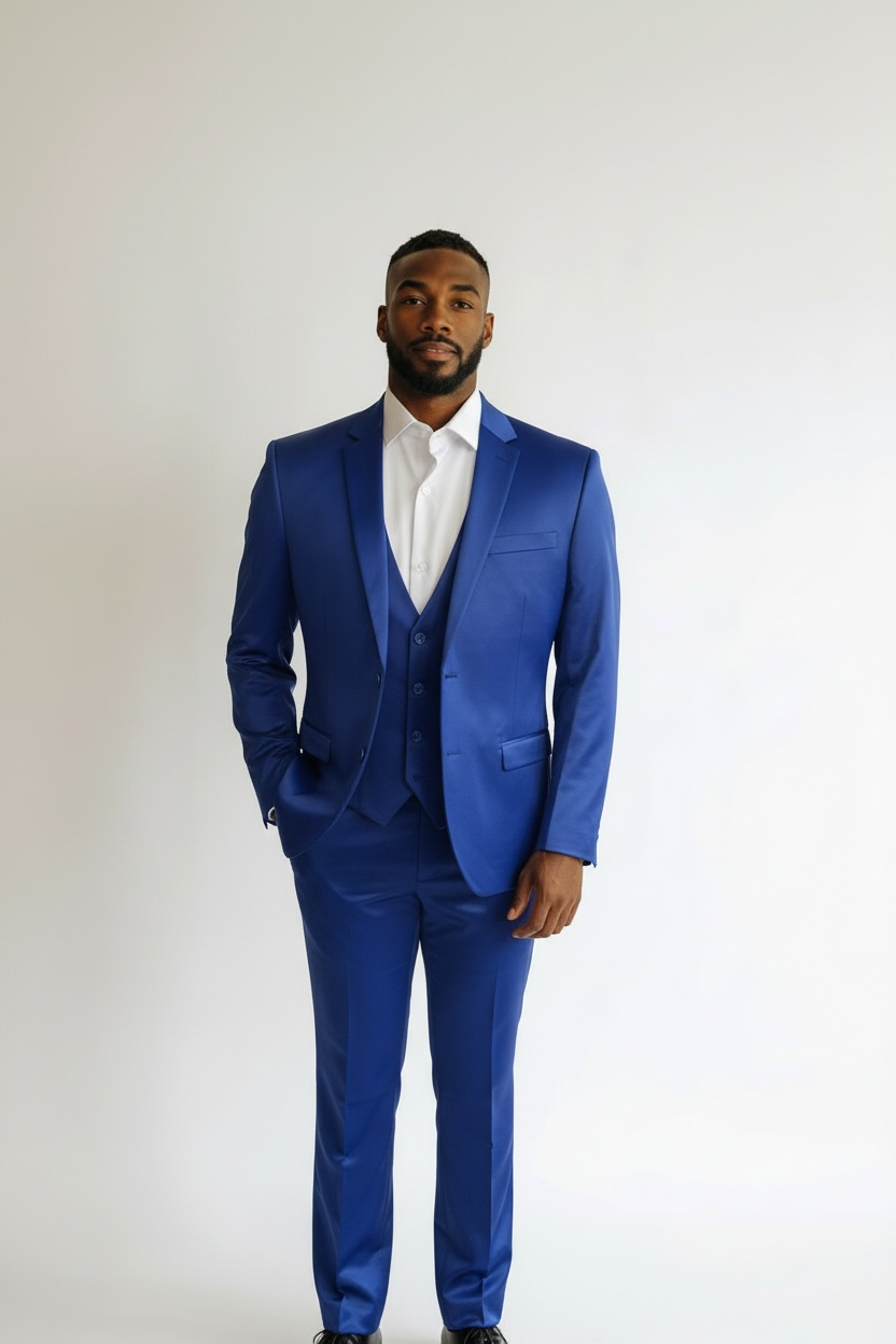 Retro Royal Blue Satin Tux for Men