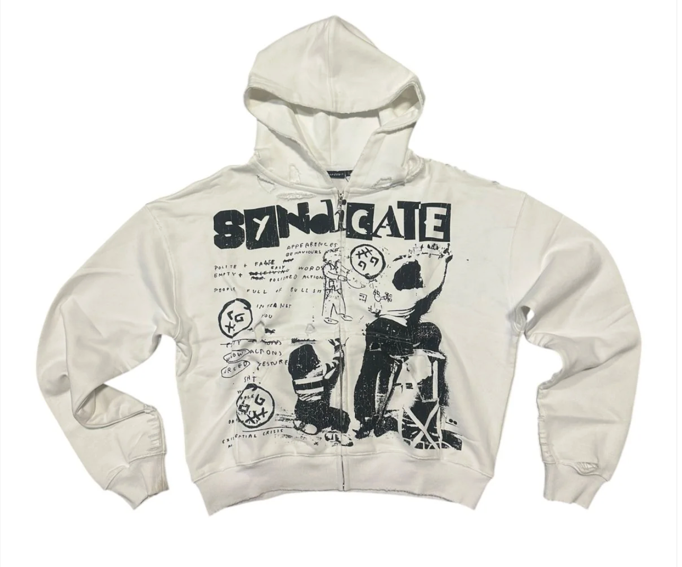 The Syndicates "DEFIANCE" ZIP UP-WHT (SYNH_2)