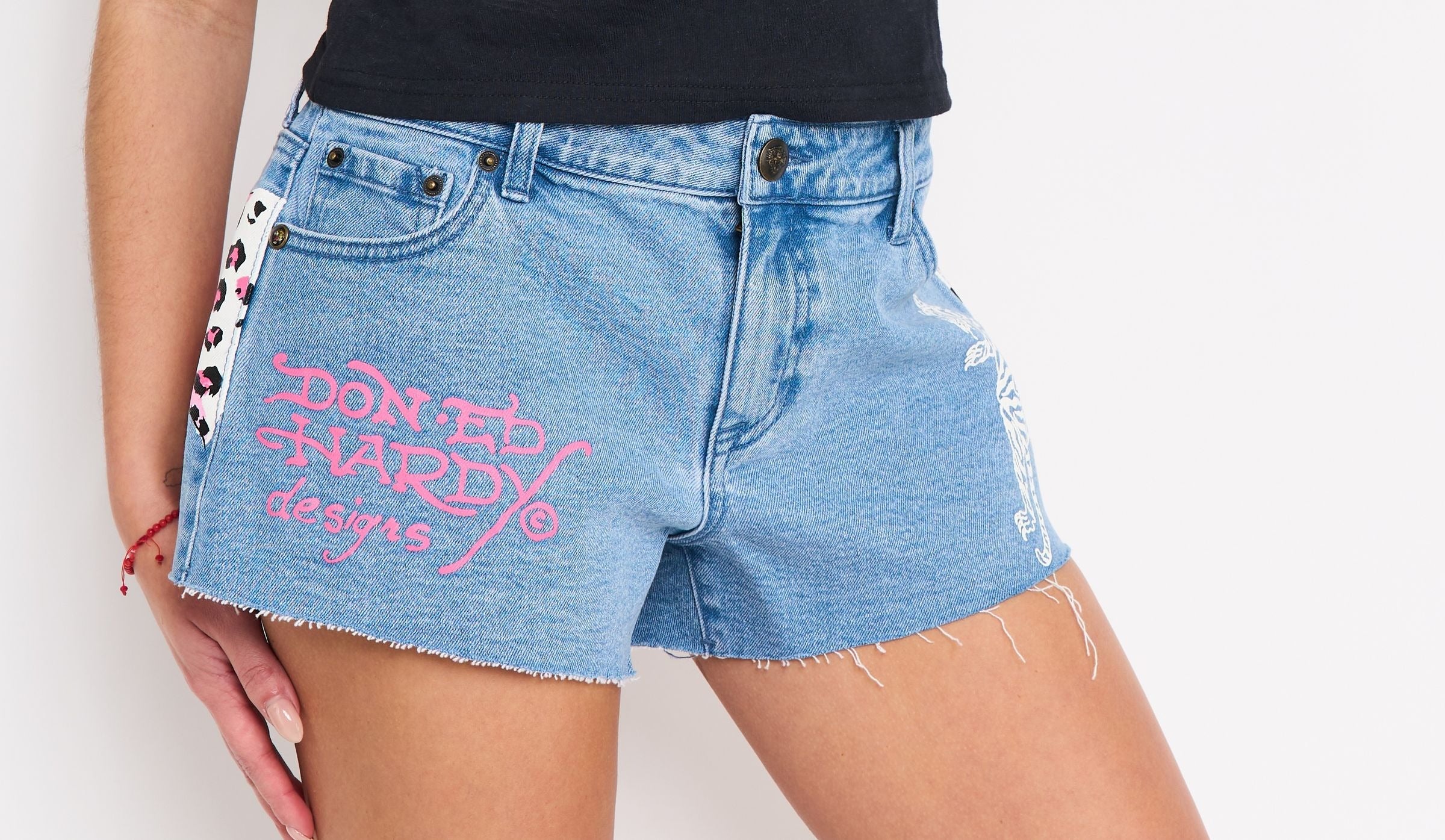 PINK LEOPARD DENIM SHORTS (WEHD8000-14)