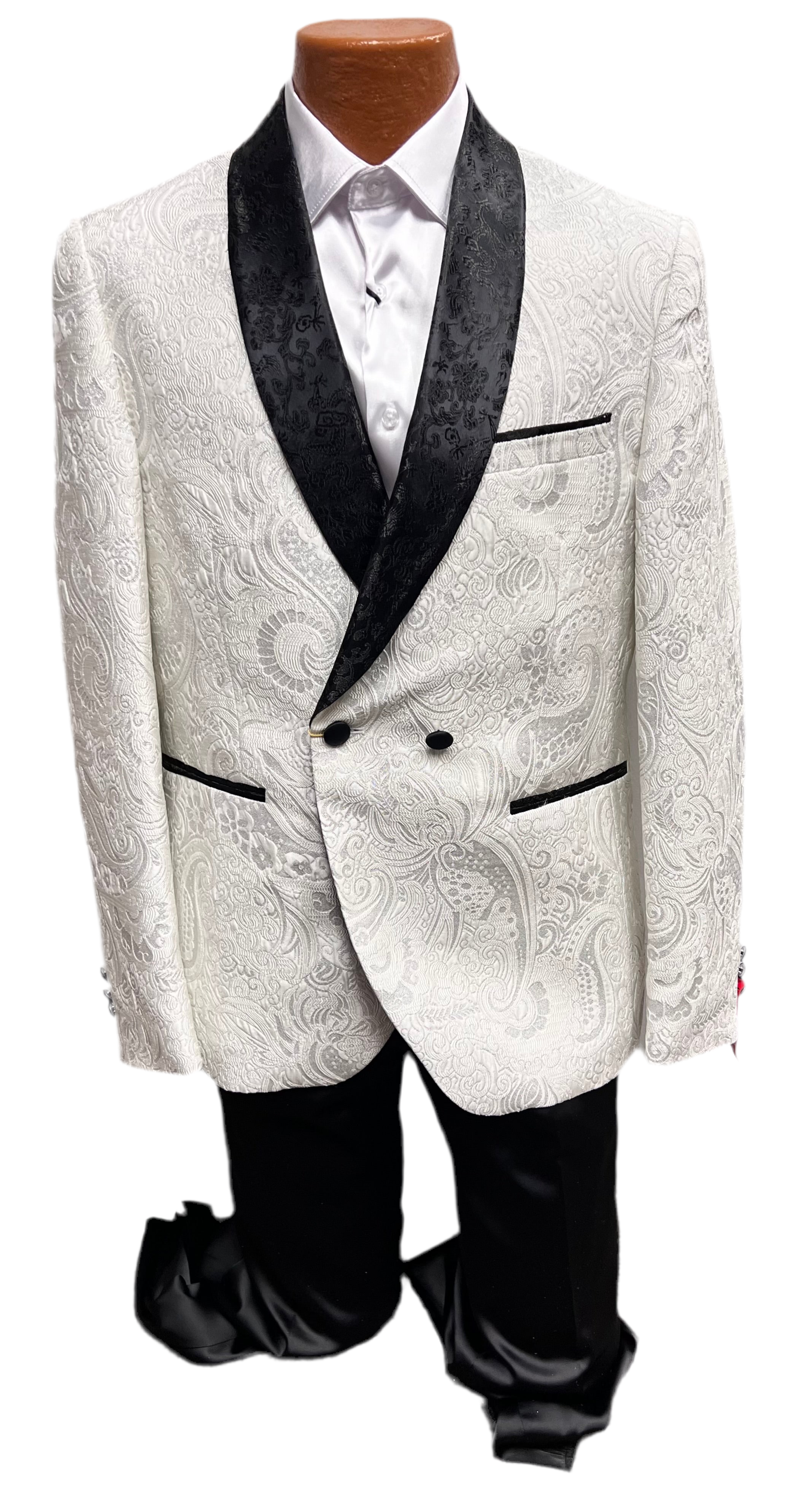 INSERCH off white and black Jacquard suit