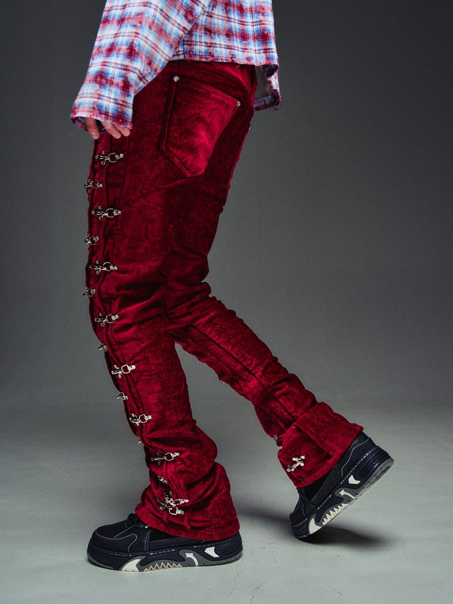 GUAPI Red Velvet Stacked Pants