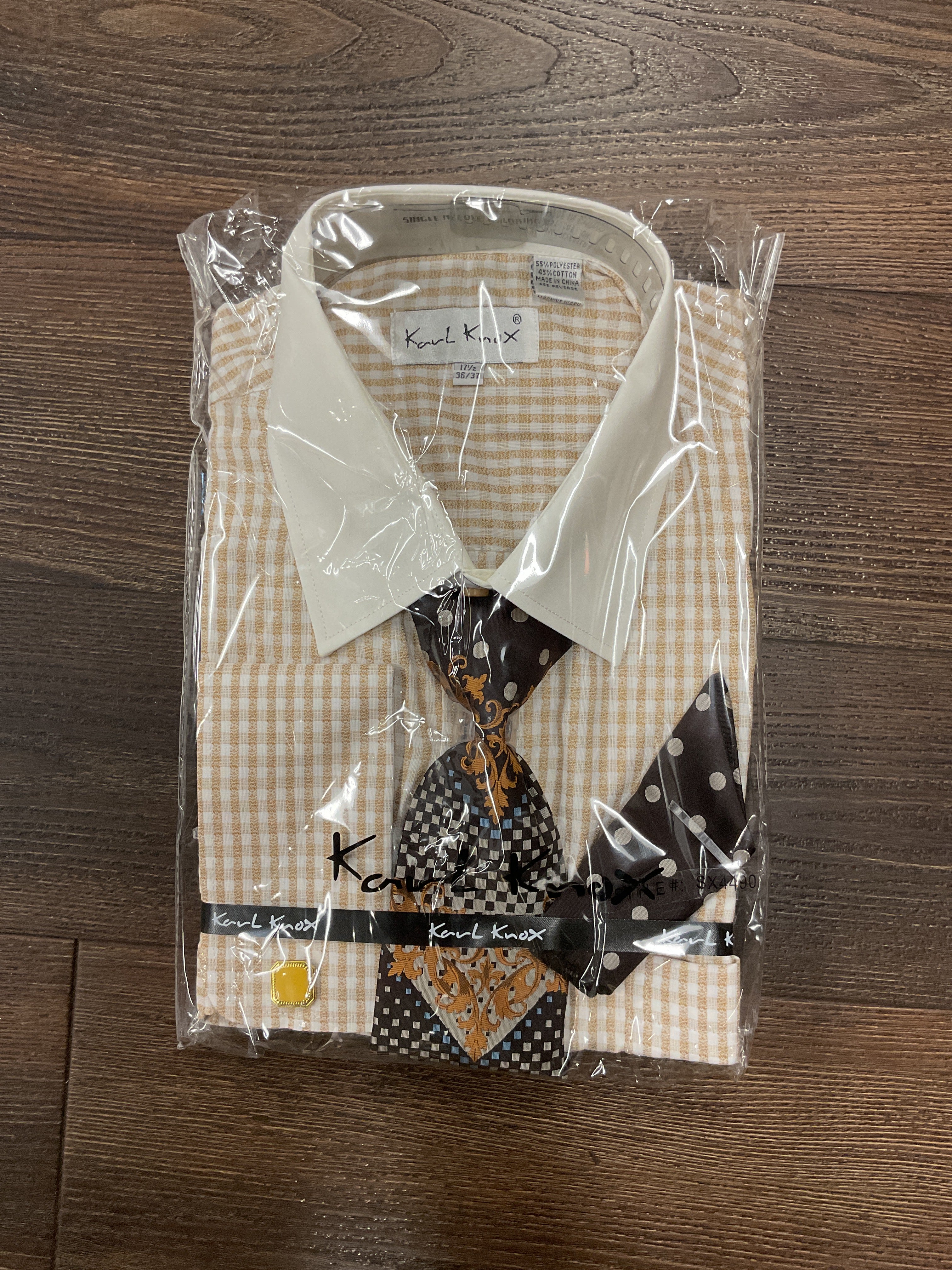 Karl Knox White/Tan Dress Shirt for Men