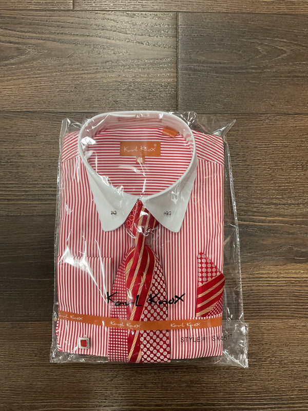 Karl Knox Red/White Dress Shirt for Men