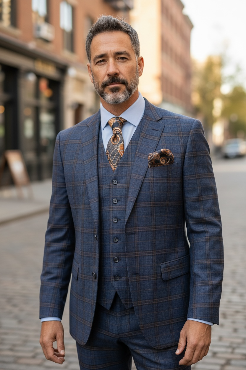 Vitali 3 pc suit(M2342-NP ) in Charcoal and Grey colorway