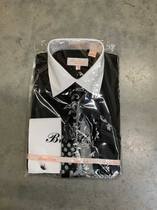 Bruno Conte Black Dress Shirt for Men