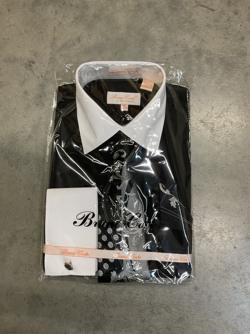 Bruno Conte Black Dress Shirt for Men