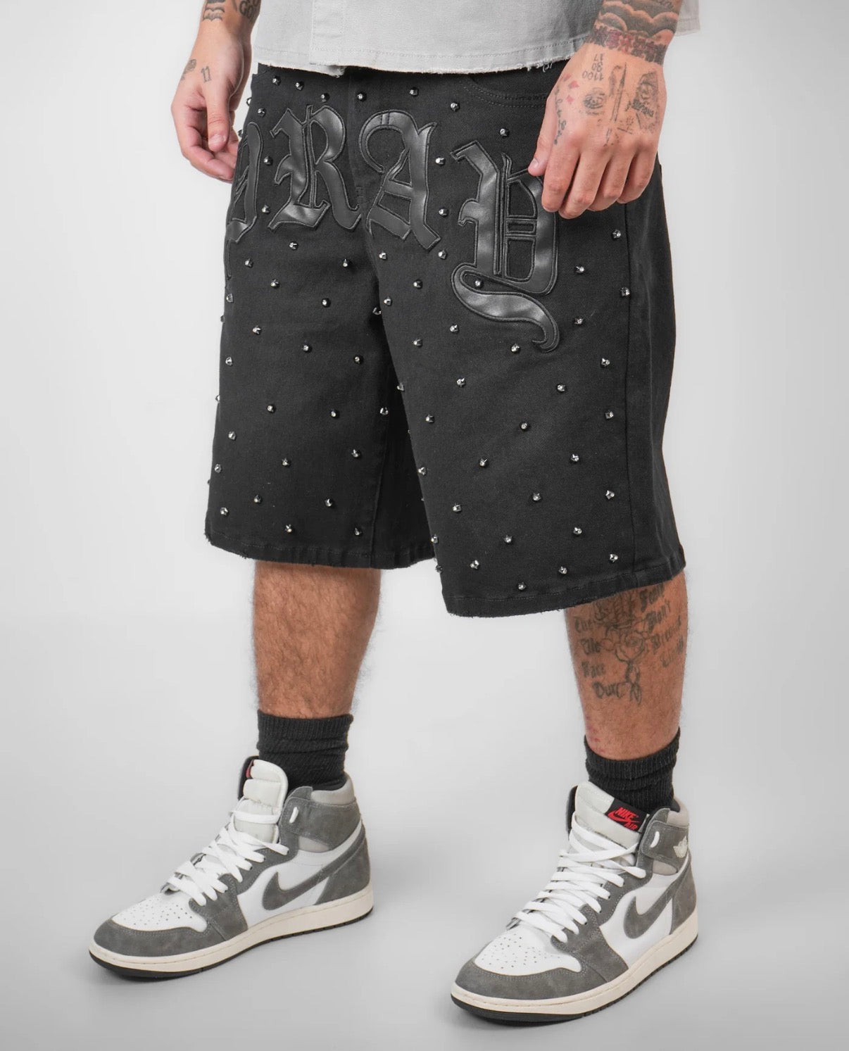 Preme Old Type Pray embellished shorts