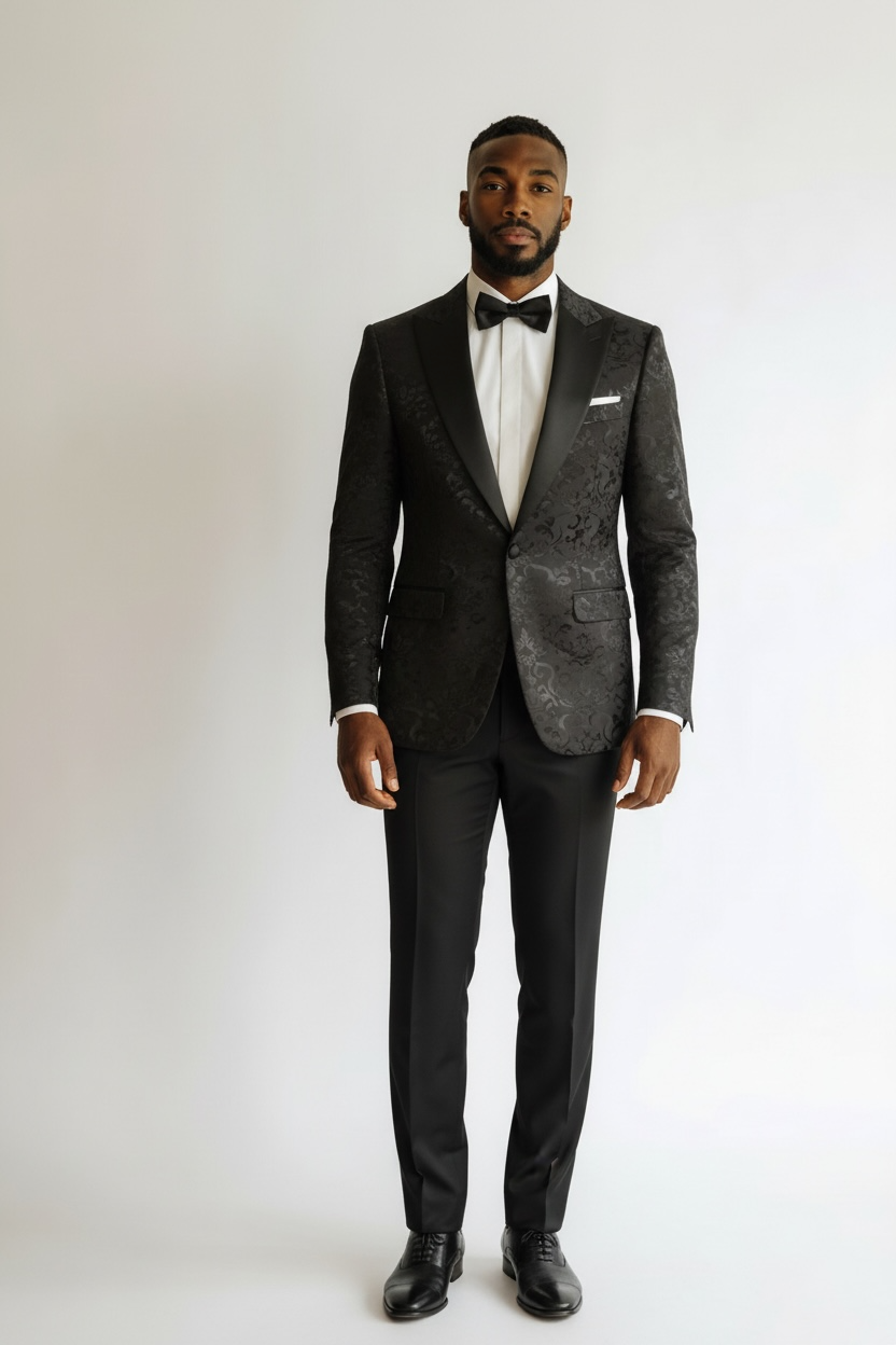 Mazari Peak Lapel black Tuxedo (9646)