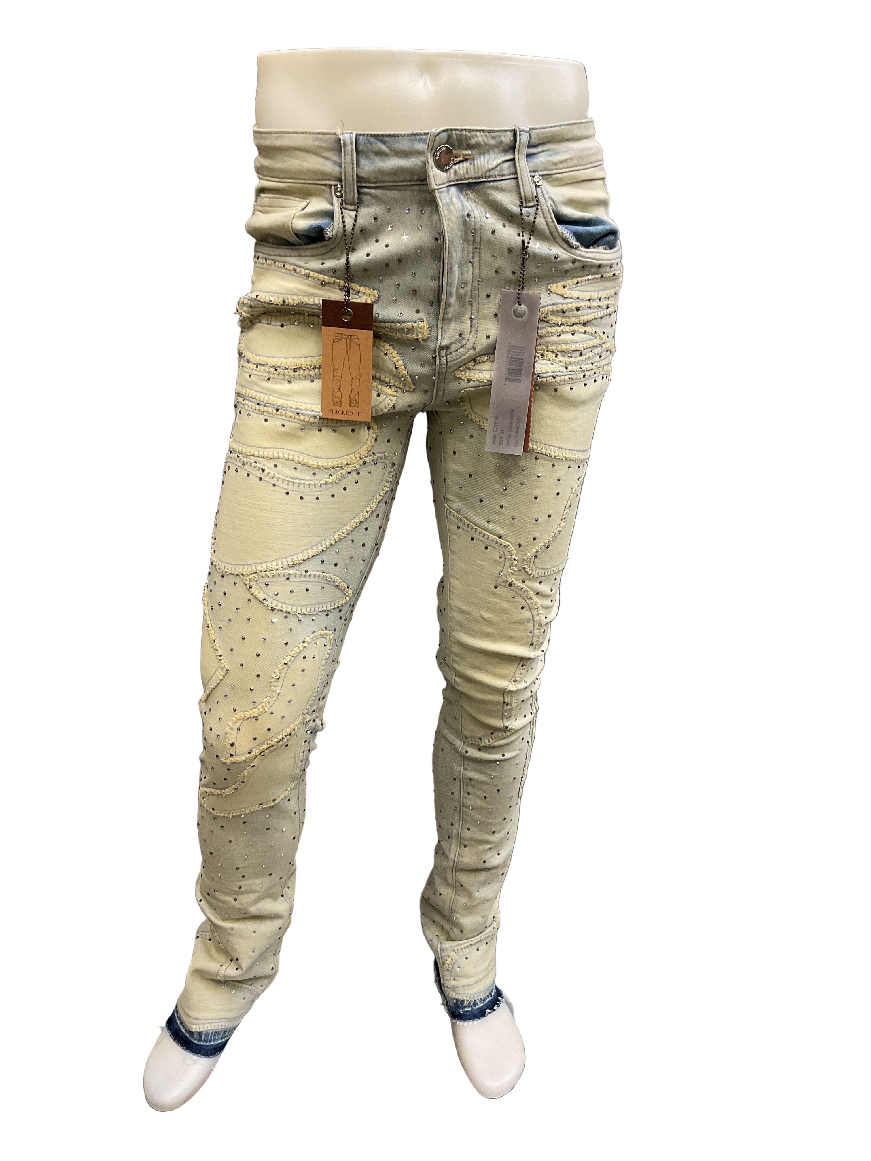 Waimea Stone Wash & Rhinestone Stacked Pants