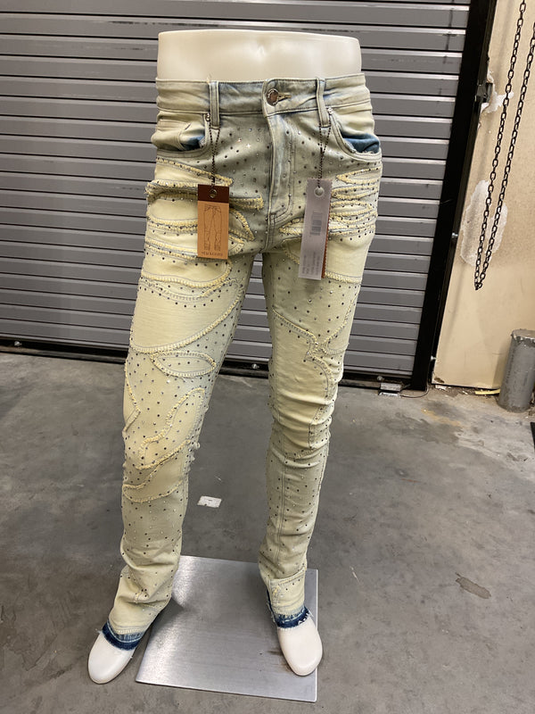 Waimea Stone Wash & Rhinestone Stacked Pants