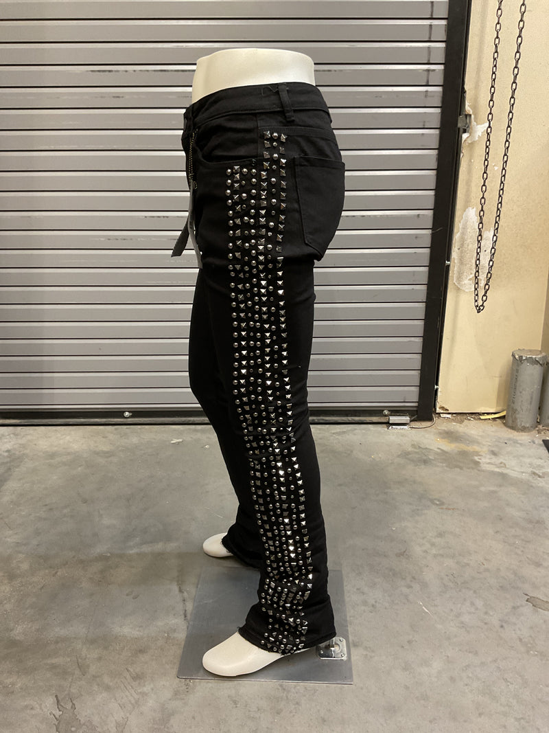 Waimea Black Studded Stacked Pants