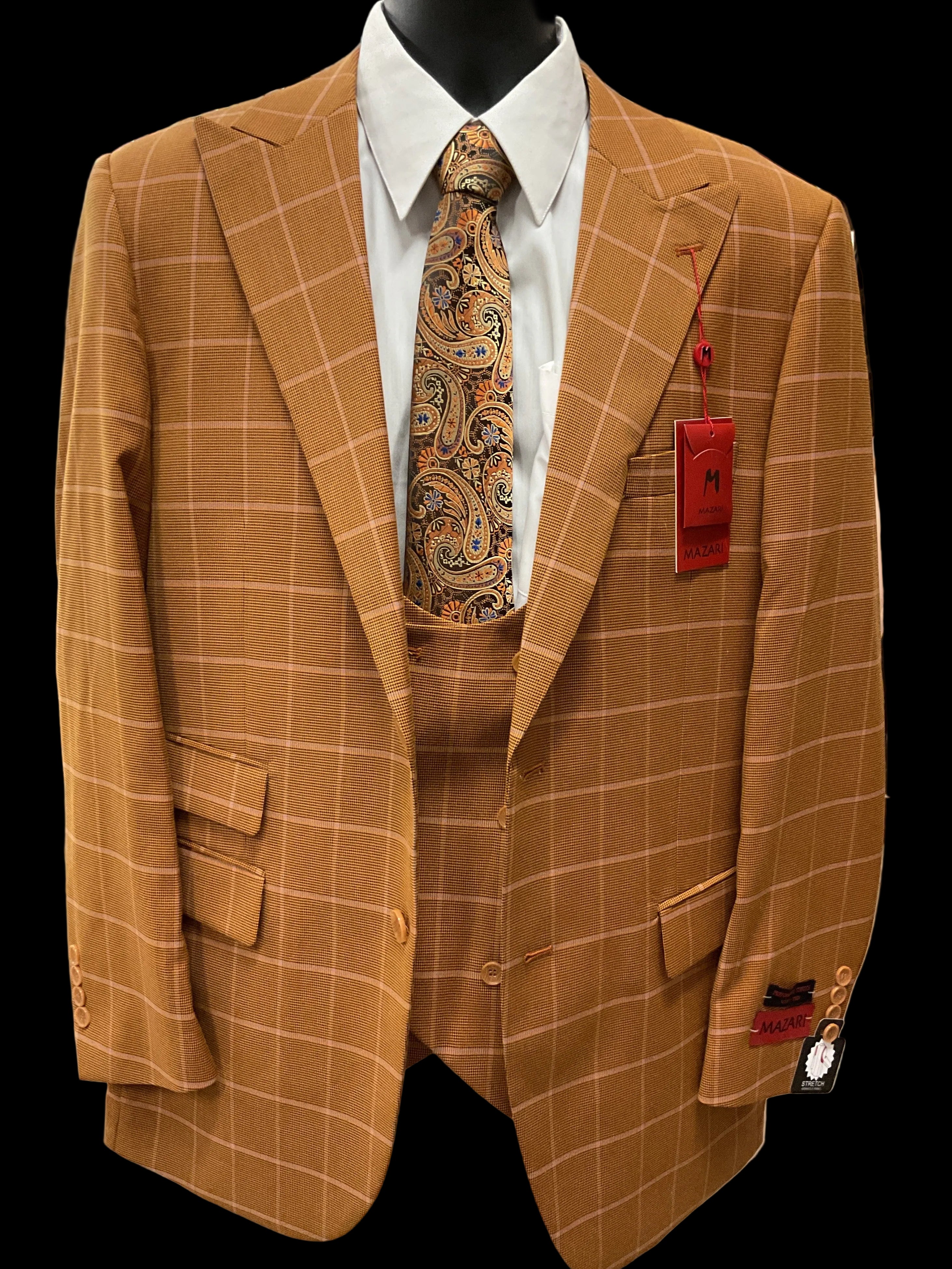 Mazari Copper Plaid suit with vest
