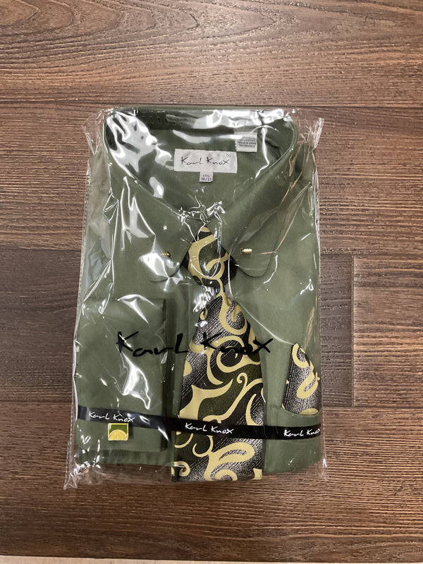 Karl Knox Olive Dress Shirt for Men