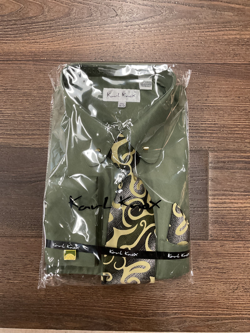 Karl Knox Olive Dress Shirt for Men