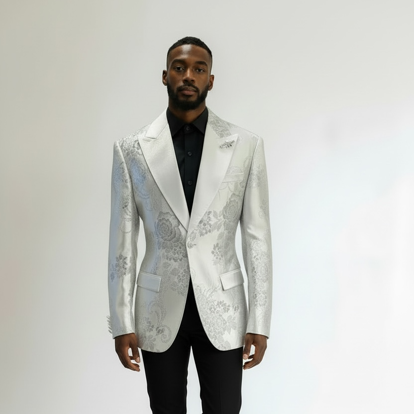 White and silver Blazer from Barabas