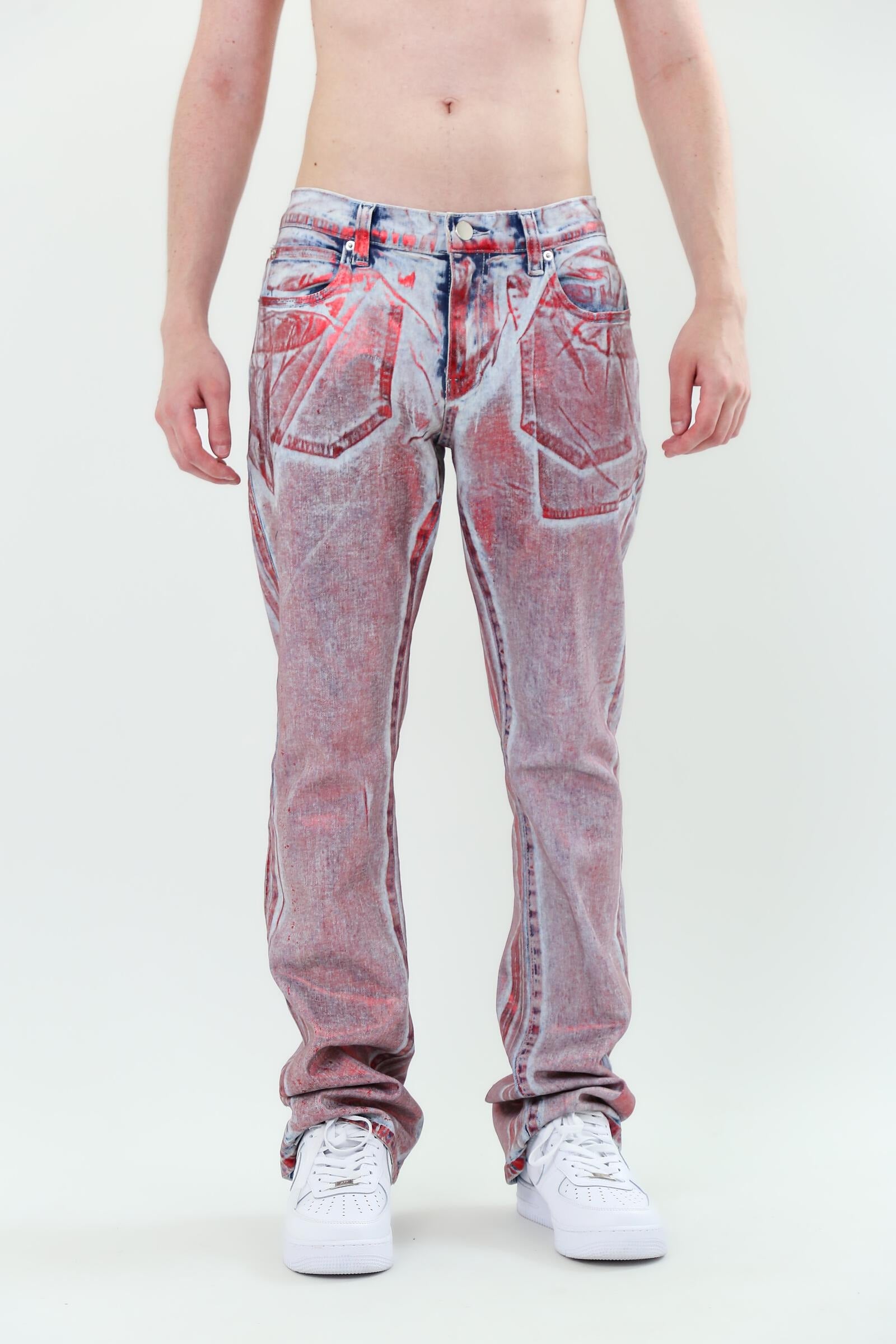 FOIL WASH MID-RISE STACKED JEANS by Armor Jeans ASJ08