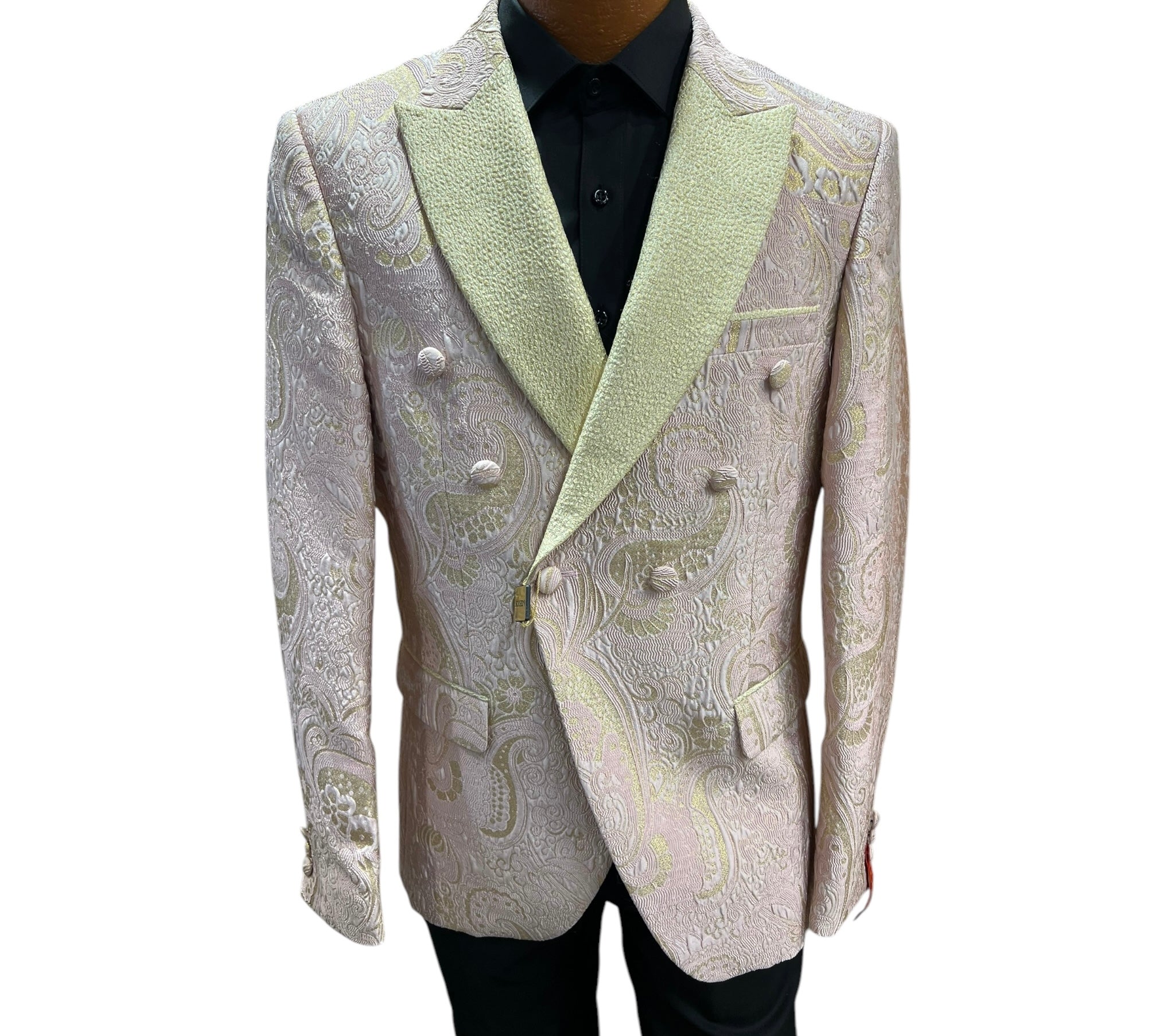 INSERCH Pink and Gold Double breasted Blazer