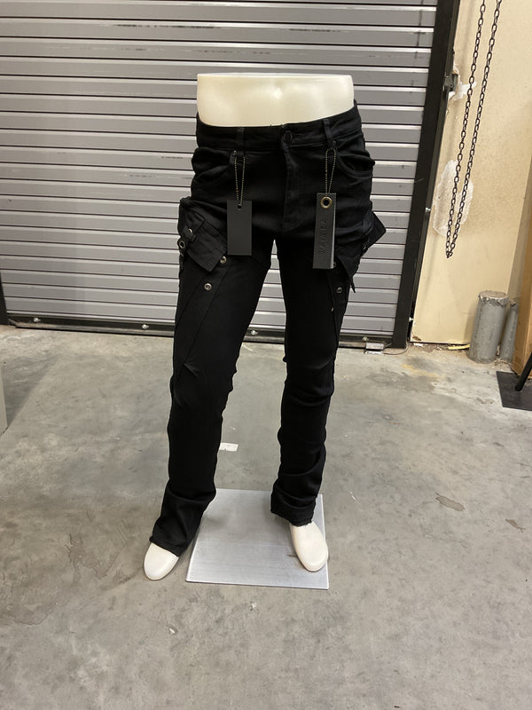 Waimea Black Cargo Stacked Pants