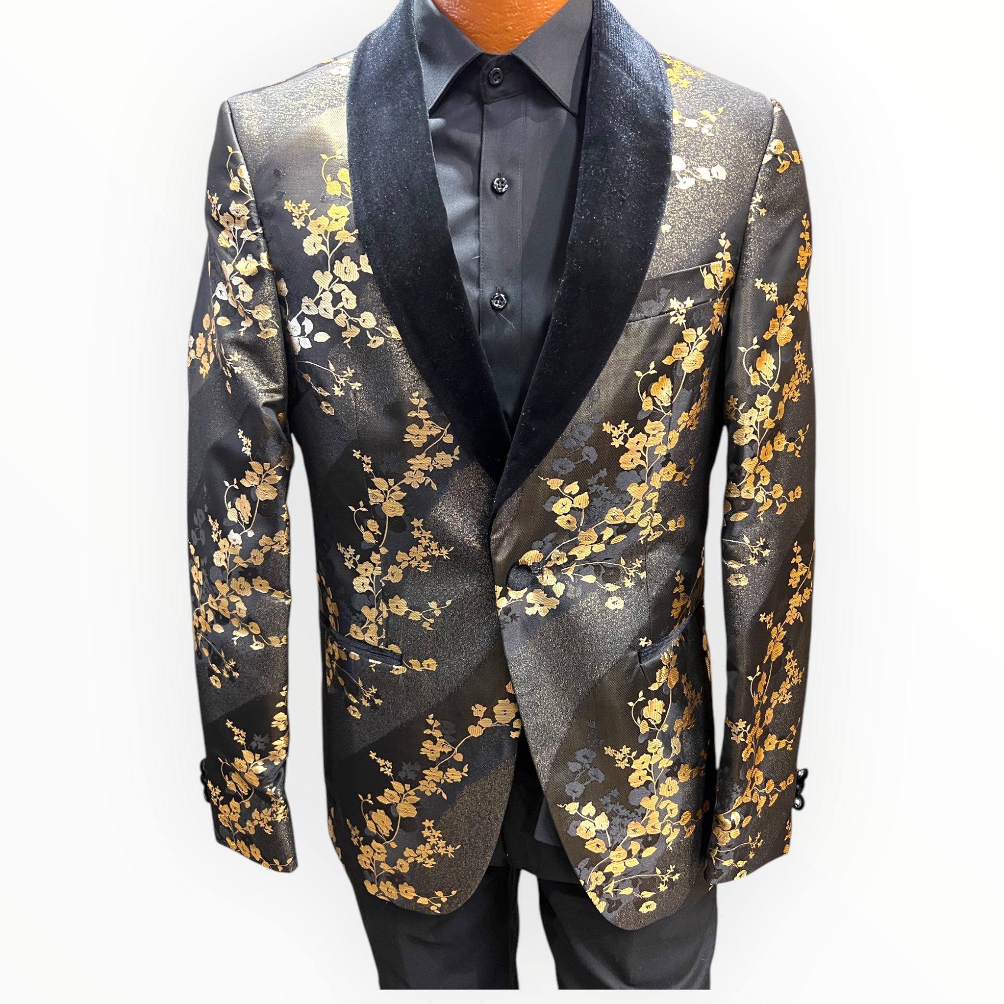 INSERCH Velvet lapel Black & Gold blazer