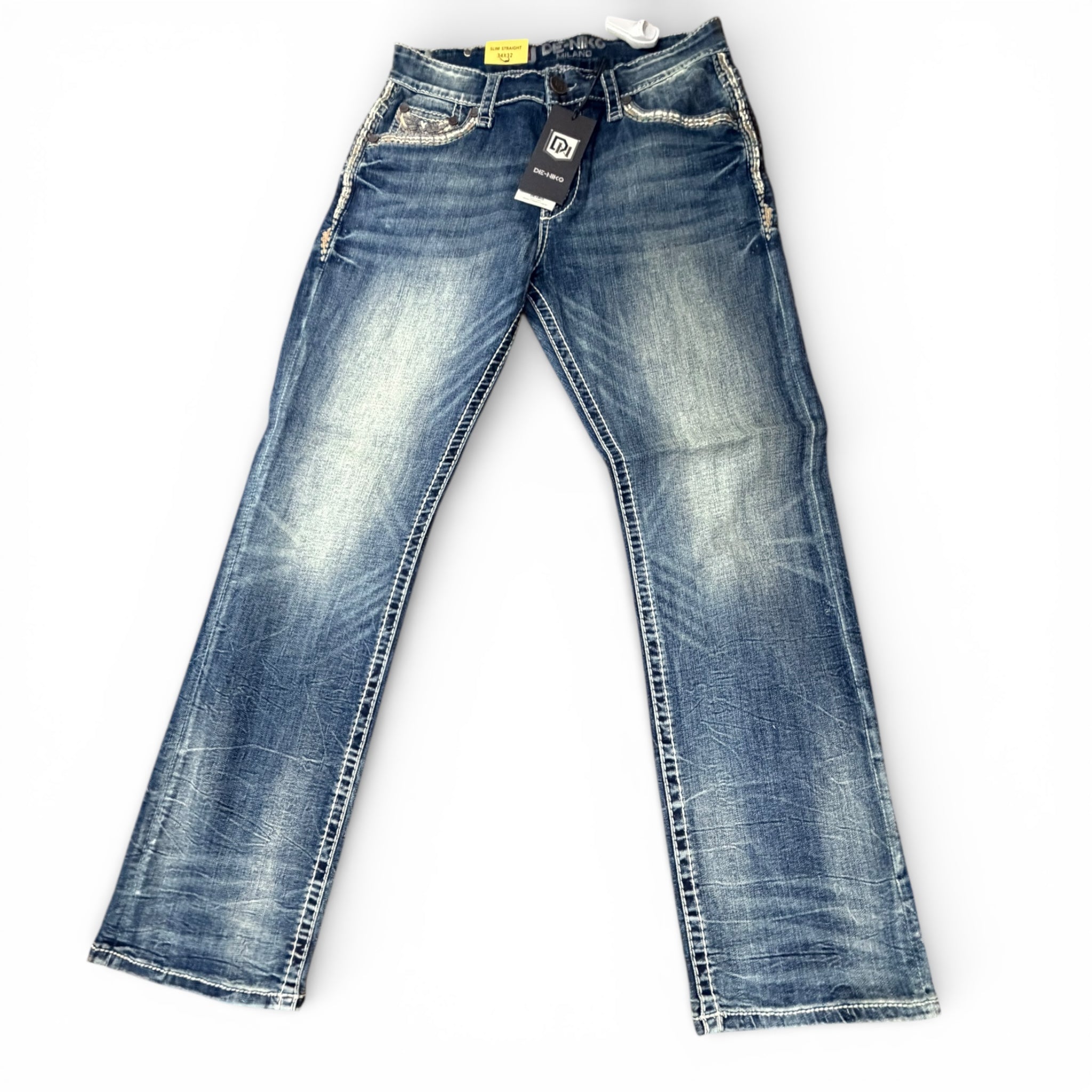 DE NIKO JEANS BLACK FADE -RED STITCH