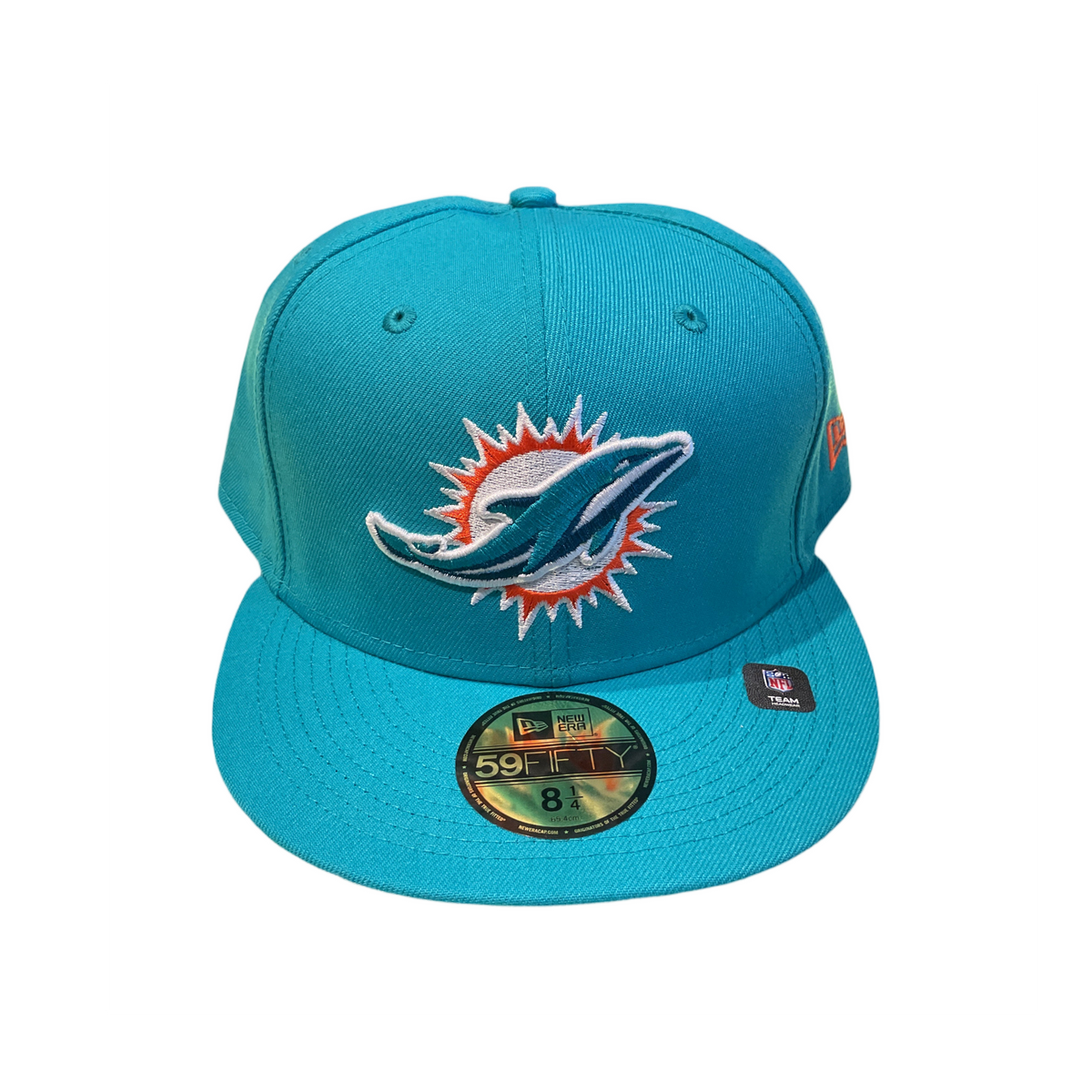 Looking Good Pine Bluff Miami Dolphins 59FIFTY fitted cap in team teal with embroidered logo and flat brim