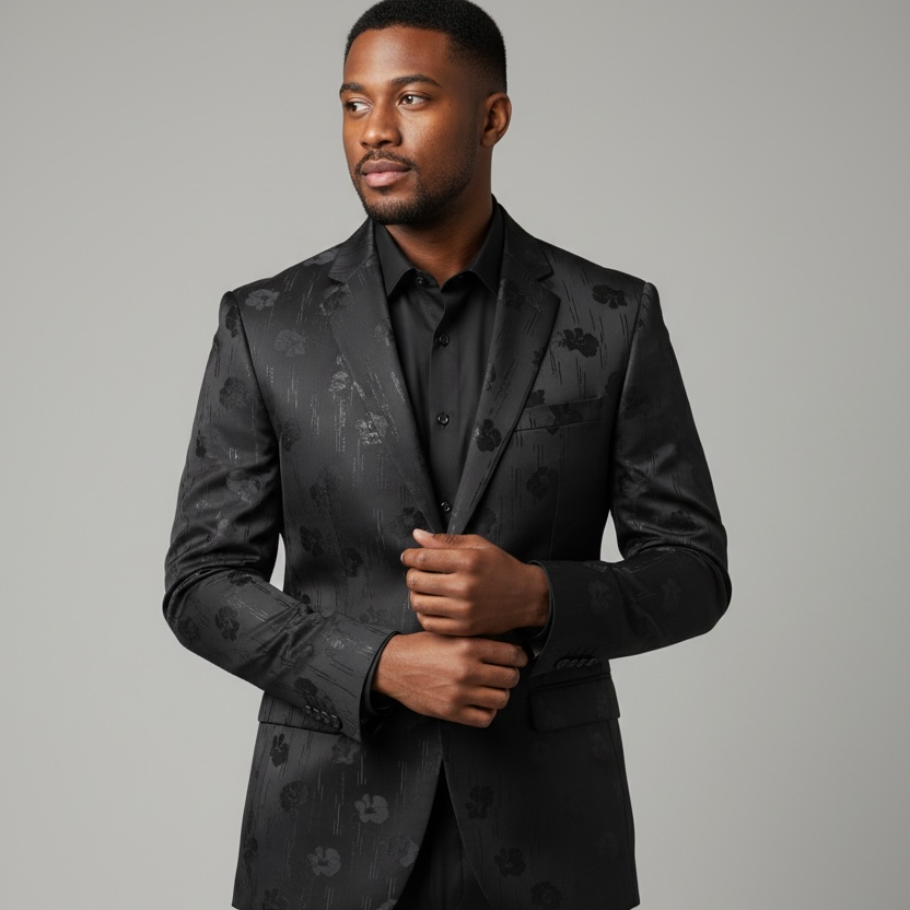 Black Jacquard blazer for men
