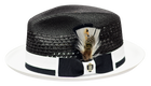Belvedere Collection 2-Tone Straw Fedora Hat Snap Brim by Bruno Capelo