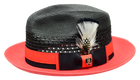 Belvedere Collection 2-Tone Straw Fedora Hat Snap Brim by Bruno Capelo